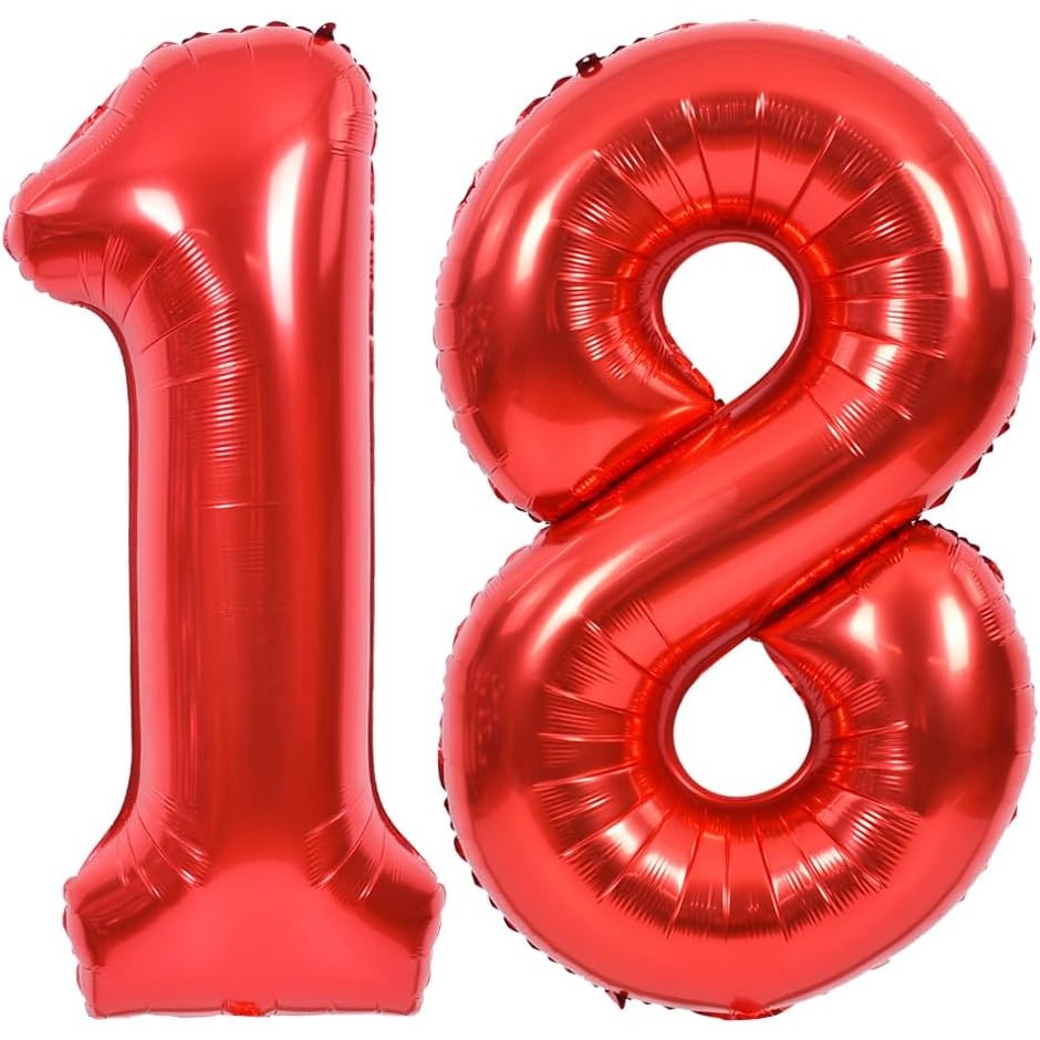 Balon din Folie Metalizata, Figurina Cifra, Tema Aniversare 80 cm, Ambalaj Individual, Pai inclus, Umflare cu Aer sau Heliu, Rosu, Cifra 8