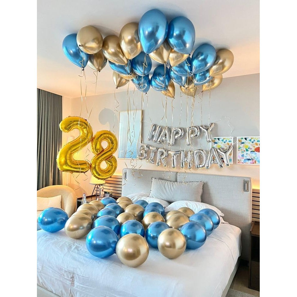 Balon din Folie Metalizata, Figurina Cifra, Tema Aniversare 40 cm, Ambalaj Individual, Pai inclus, Umflare cu Aer sau Heliu, Auriu, Cifra 8