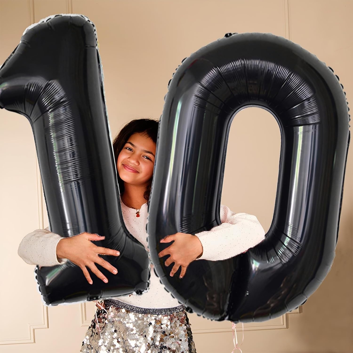 Balon din Folie Metalizata, Figurina Cifra, Tema Aniversare 80 cm, Ambalaj Individual, Pai inclus, Umflare cu Aer sau Heliu, Negru, Cifra 0