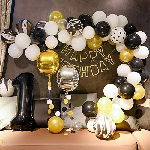 Balon din Folie Metalizata, Figurina Cifra, Tema Aniversare 80 cm, Ambalaj Individual, Pai inclus, Umflare cu Aer sau Heliu, Negru, Cifra 1