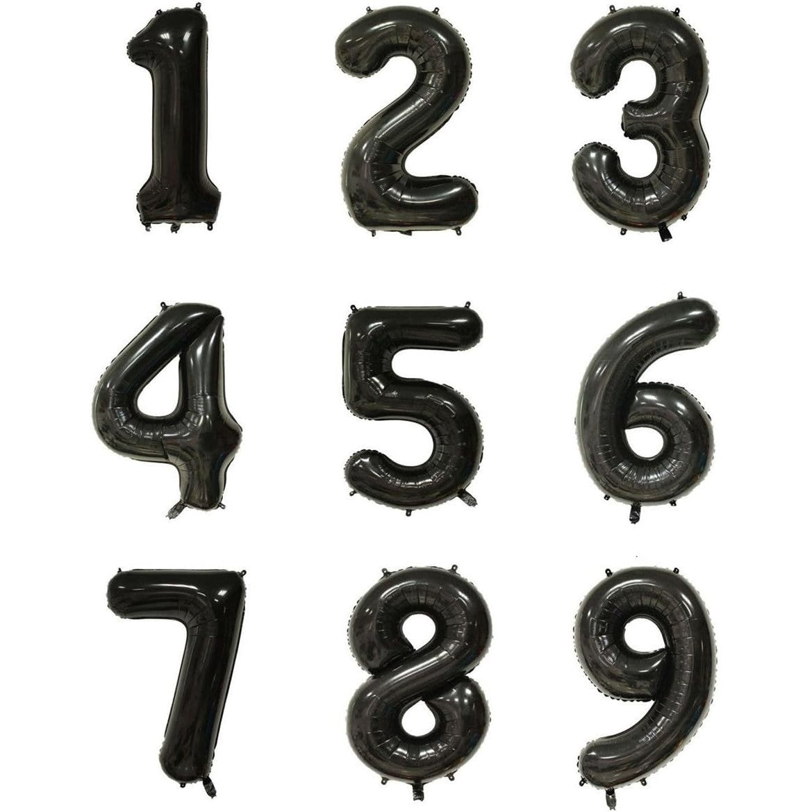 Balon din Folie Metalizata, Figurina Cifra, Tema Aniversare 80 cm, Ambalaj Individual, Pai inclus, Umflare cu Aer sau Heliu, Negru, Cifra 9