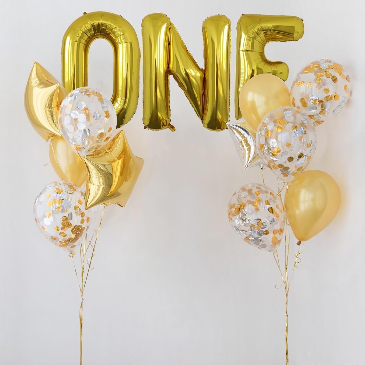 Balon Folie Metalizata Litera O, Flippy, 40 cm, Umflati cu Heliu sau Aer, Ambalaj Individual, Pai inclus, Auriu