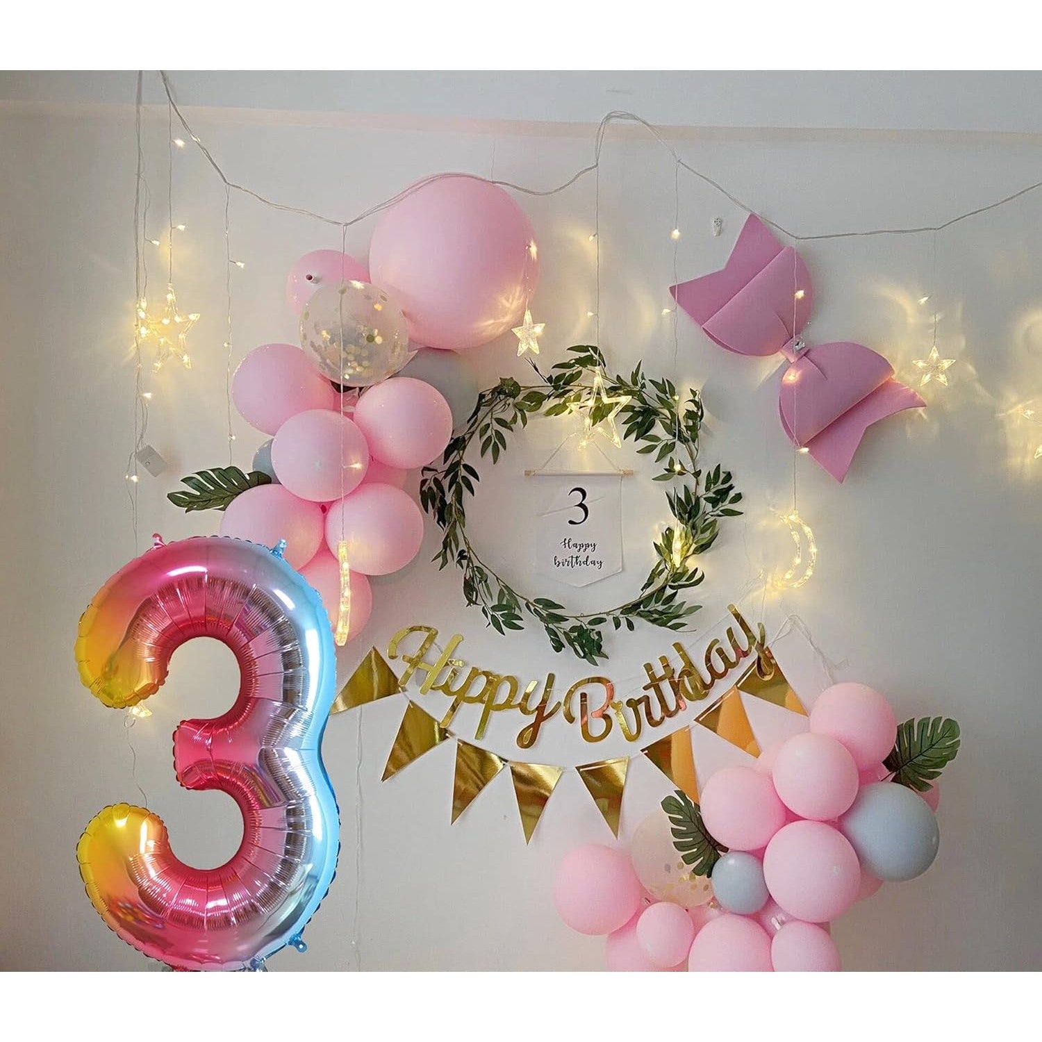 Balon din Folie Metalizata Gradient, Figurina Cifra, Tema Aniversare 100 cm, Ambalaj Individual, Pai inclus, Umflare cu Aer sau Heliu, Multicolor, Cifra 3