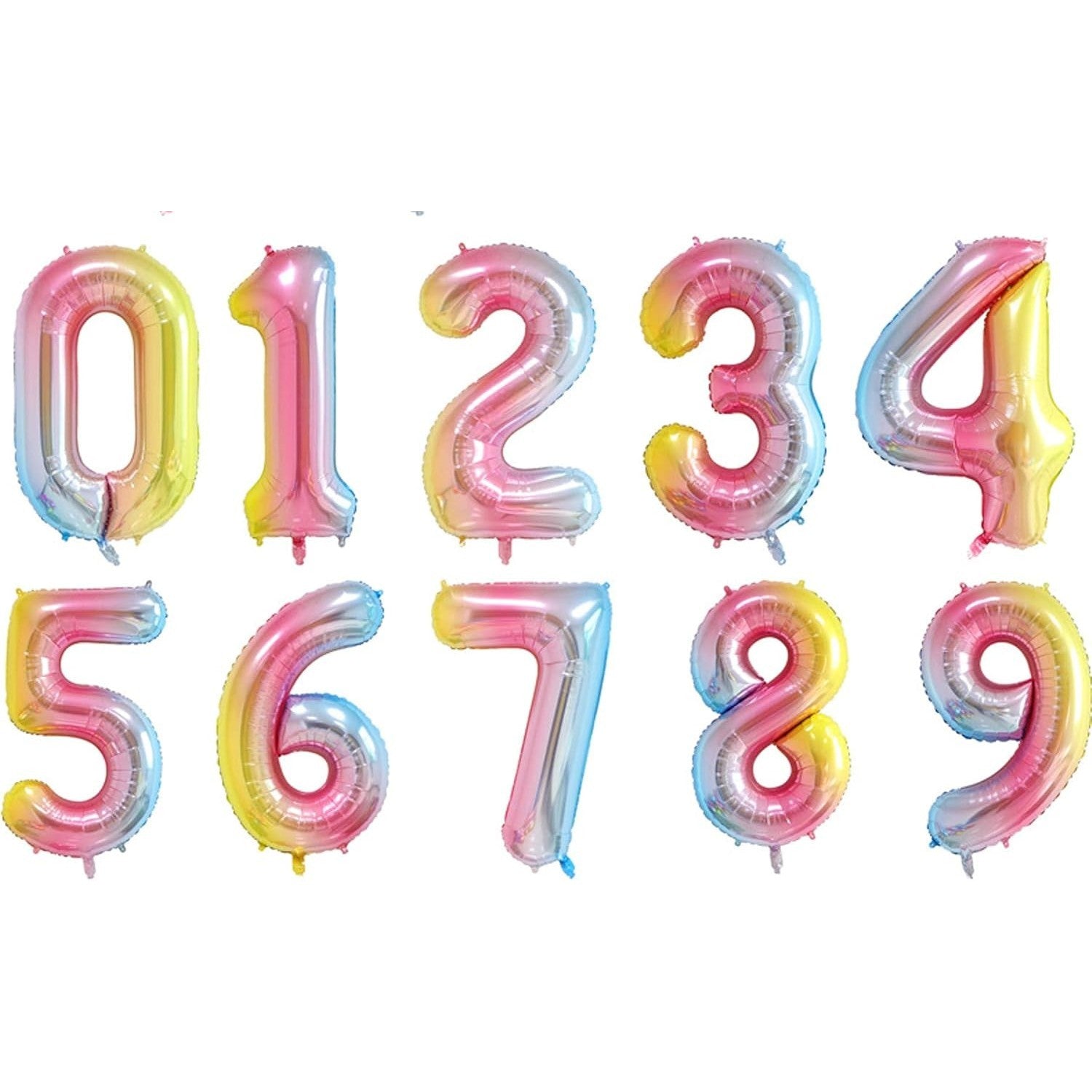 Balon din Folie Metalizata Gradient, Figurina Cifra, Tema Aniversare 100 cm, Ambalaj Individual, Pai inclus, Umflare cu Aer sau Heliu, Multicolor, Cifra 5