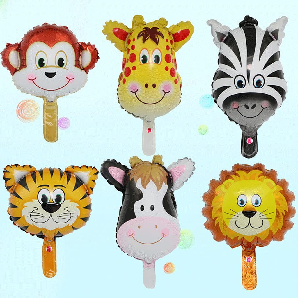 Balon din Folie Metalizata, Mini Figurine Animalute, Model Tigru, Tematica Aniversare, 38x31 cm, Ambalaj Individual, Pai Inclus, Umflare cu Aer sau Heliu, Multicolor