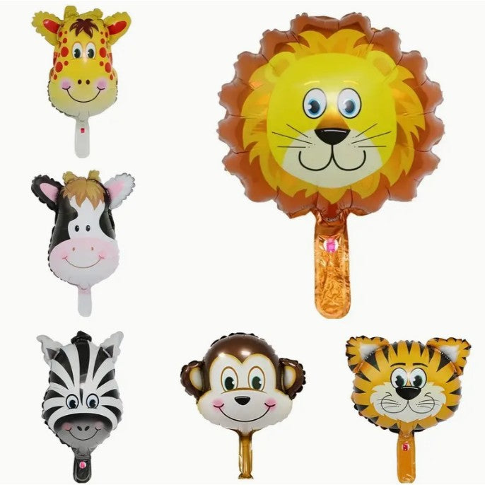 Balon din Folie Metalizata, Mini Figurine Animalute, Model Tigru, Tematica Aniversare, 38x31 cm, Ambalaj Individual, Pai Inclus, Umflare cu Aer sau Heliu, Multicolor