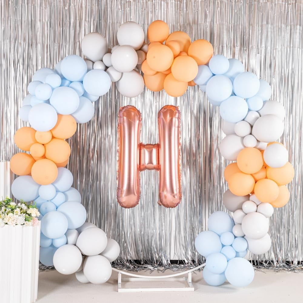 Balon Folie Metalizata Litera H, Flippy, 80 cm, Umflati cu Heliu sau Aer, Ambalaj Individual, Pai inclus, Rose Gold