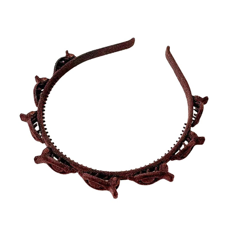 Bentita de Par pentru Femei, Agrafa Stil Coreean, Accesoriu pentru Par cu Textura MultiStrat, 13 x 11.5 cm, Coffee