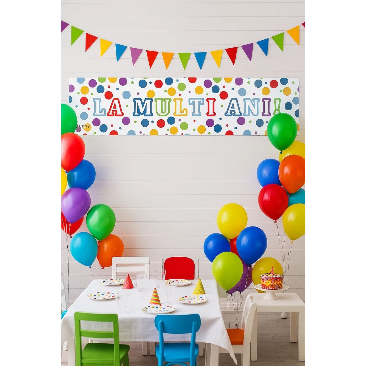 Banner Aniversar, Colectie LA MULTI ANI, 98 x 24 cm, Multicolor