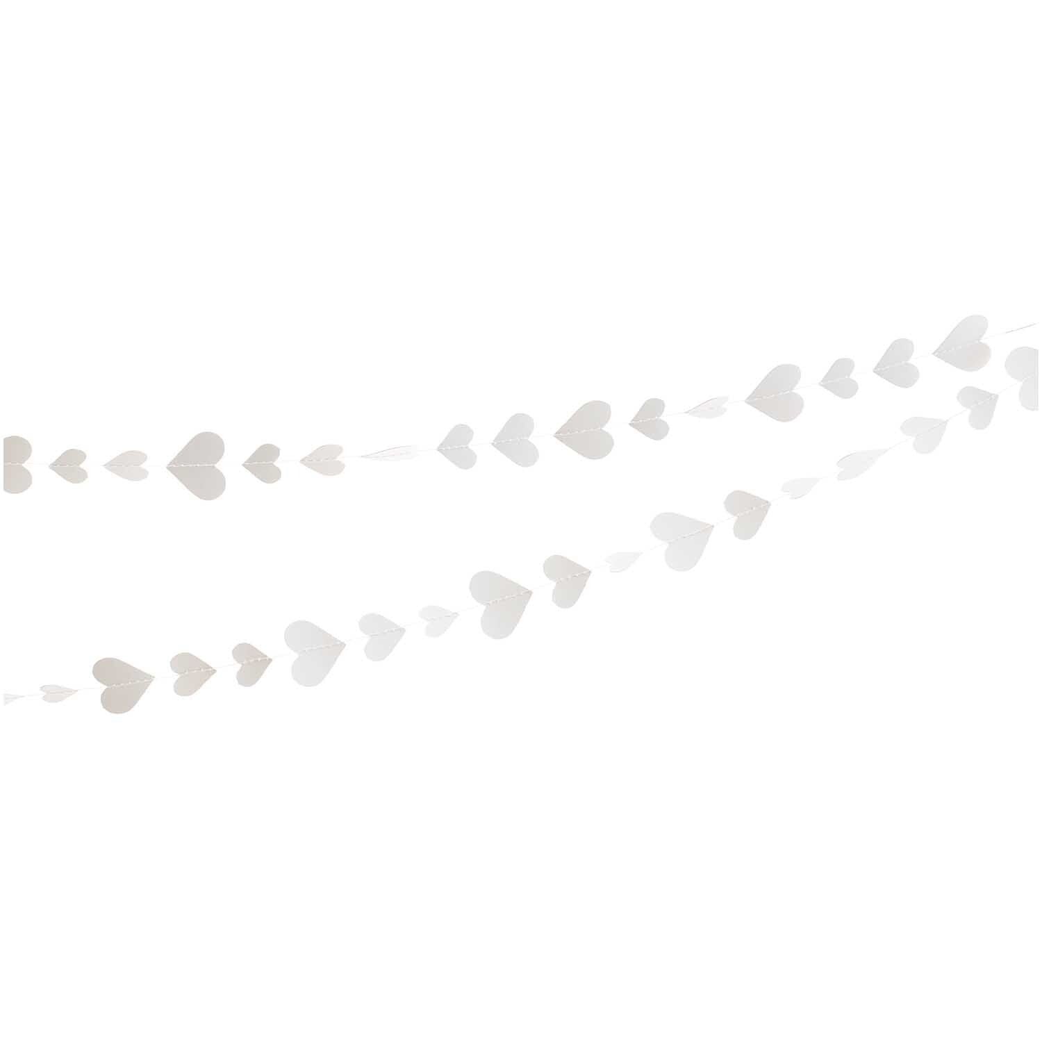 Banner cu Inimioare, Tip Franjuri, 4 m, Rola de Ata Inclusa, Alb