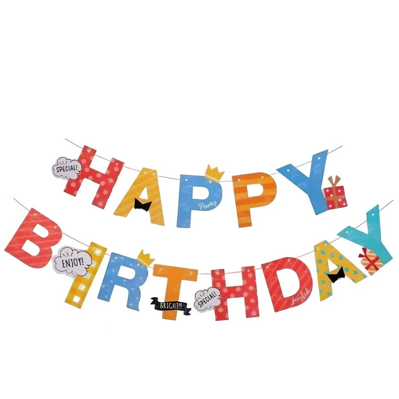 Banner Happy Birthday 100x200 cm, Rola de Ata Inclusa, Tematica Aniversare, Multicolor