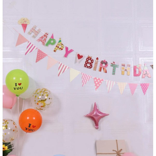 Banner Happy Birthday 100x200 cm, Rola de Ata Inclusa, Tematica Candy, Multicolor