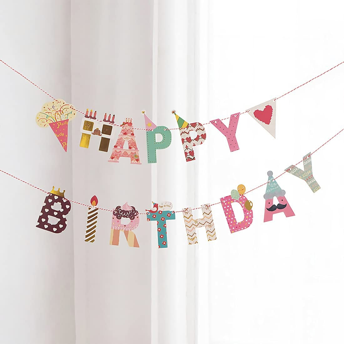 Banner Happy Birthday 100x200 cm, Rola de Ata Inclusa, Tematica Candy, Multicolor