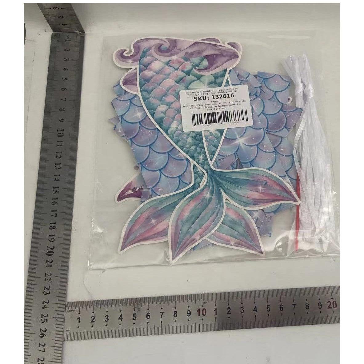 Banner Happy Birthday Sirena, Colectia Mermaid, 17 Piese, Multicolor