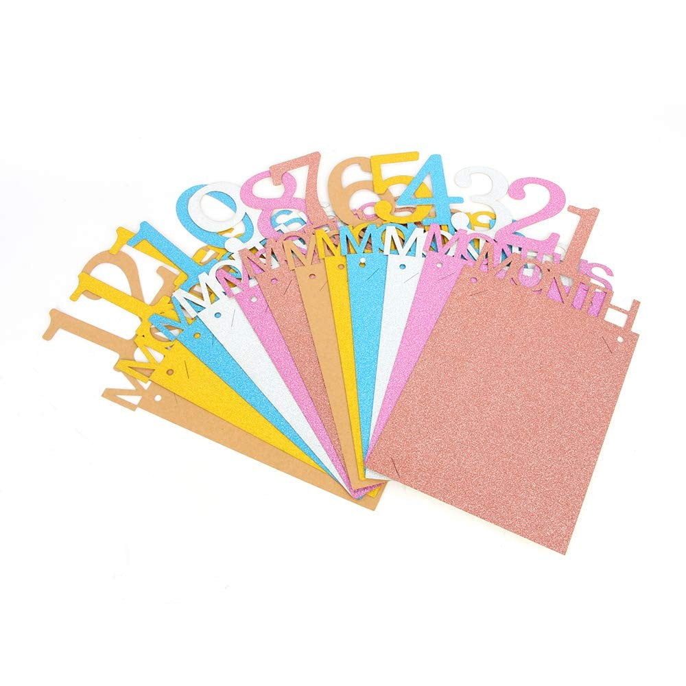 Banner pentru Poze, 15.2x10.2 cm, Tema Prima Aniversare, Model Primele 12 Luni, Rola Ata Inclusa, Multicolor