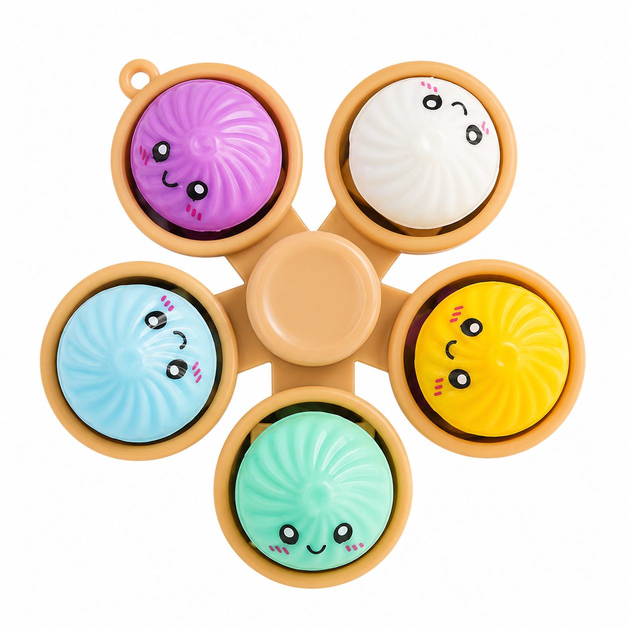 Jucarie Antistres Fidget Spinner, Model Dumpling, 5 Elemente Rotative, Design Kawaii, Rotire Manuala, Relaxare si Joaca, Multicolor