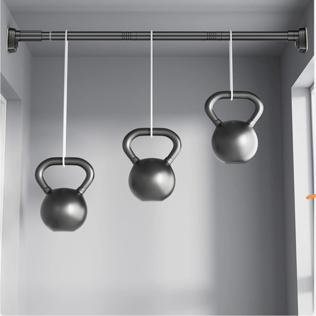 Bara Telescopica Multifunctionala, Flippy, din Otel Inoxidabil si ABS, Utilizare Universala, Extensie 185 - 205 cm, Fara Perforare Perete, Negru