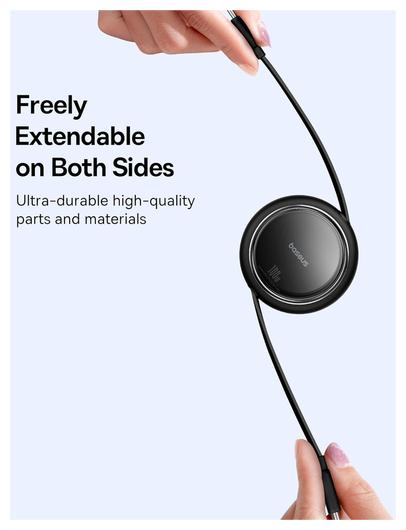 CABLU alimentare si date Baseus Free2Pull, Fast Charging Data Cable pt. smartphone, retractabil, USB Type-C la USB Type-C 100W, 2m, contine 2 bucati, negru "P10364500113-08" - 6932172687687