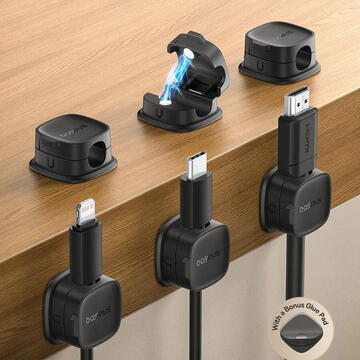 ORGANIZATOR cabluri Baseus Lite Series Magnetic, adeziv 3M, pachet 3 bucati, trei orificii destinate organizarii prevazute cu magneti, negru "B01331106111-00" - 6932172668037