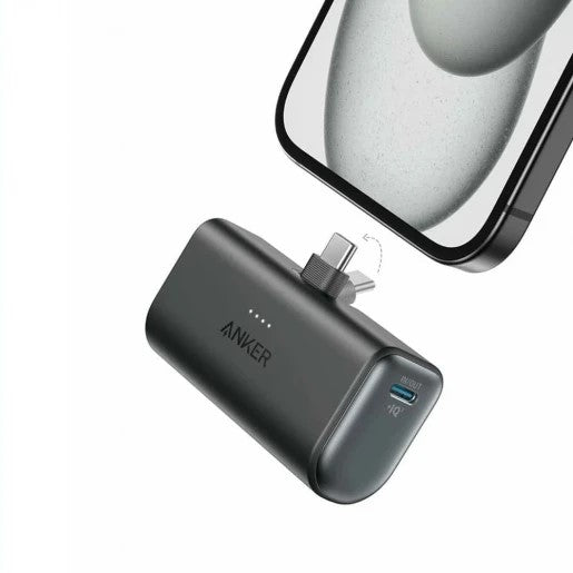 POWER BANK Anker "Nano" 5.000 mAh, 22.5W PD si Power IQ 3.0, 1 x USB, 1 x USB-C pliabil, ActiveShield 2.0, 99g, negru, "A1653H11" - 194644170851