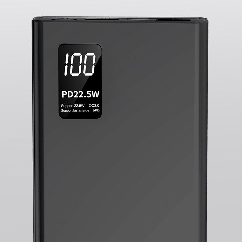 Baterie Externa Powerbank, Ultra-Subtire cu Ecran Digital, Compatibilitate Universala, TYPE-C si USB x2, 10000 mAh, Power Delivery 22.5W, 144x66x16 mm, Negru