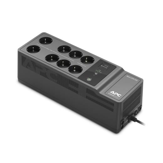 UPS APC, "Back-UPS", Line Int. cu management, brick, 850VA/520W, AVR, Schuko x 8, 1 x baterie RBC17, back-up 1 - 10 min., "BE850G2-GR"