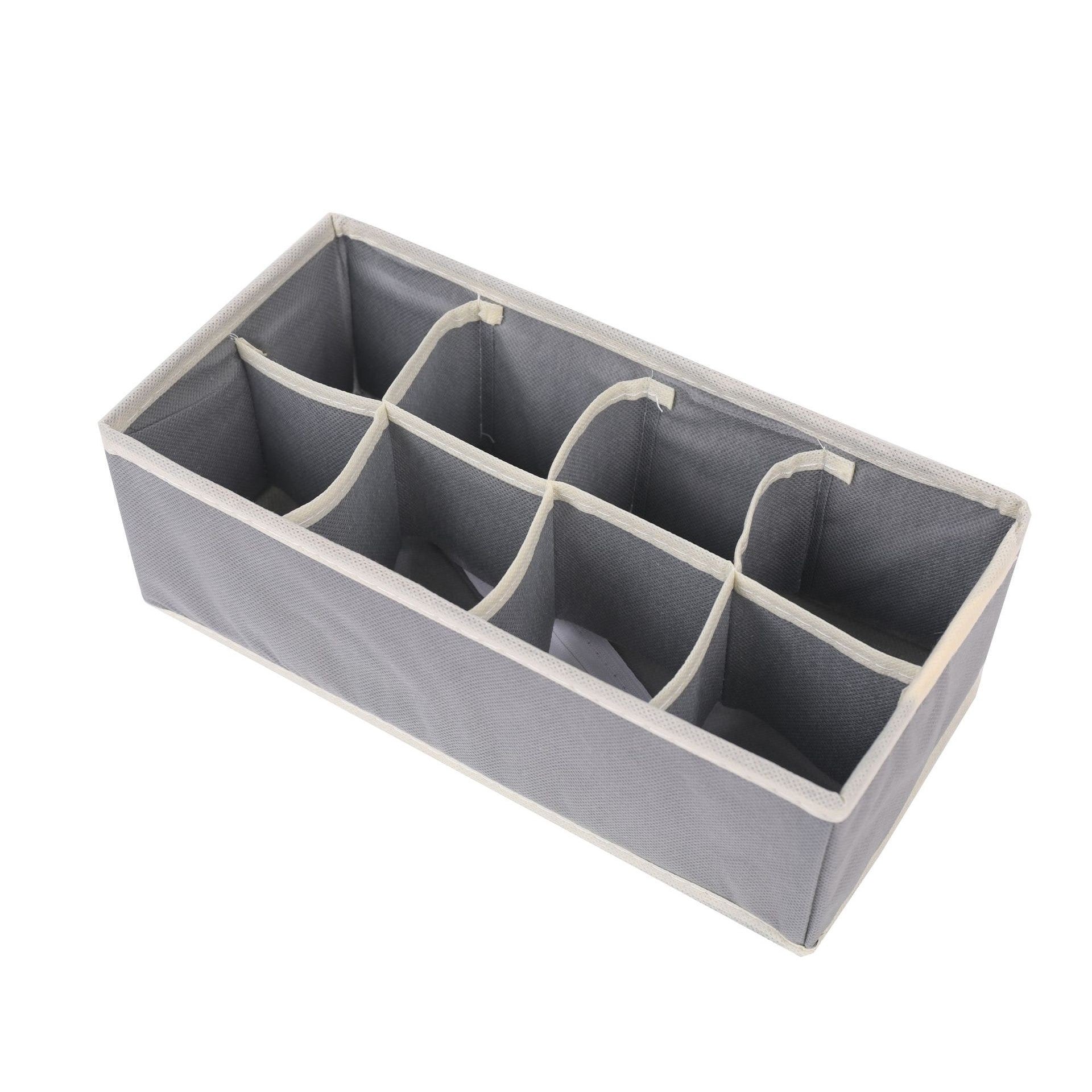 Cutie De Depozitare, Pentru Lenjerie, Sosete Si Sutiene, Material Textil, 8 Compartimente, 32 x 16 x 10 cm, Culoare Gri