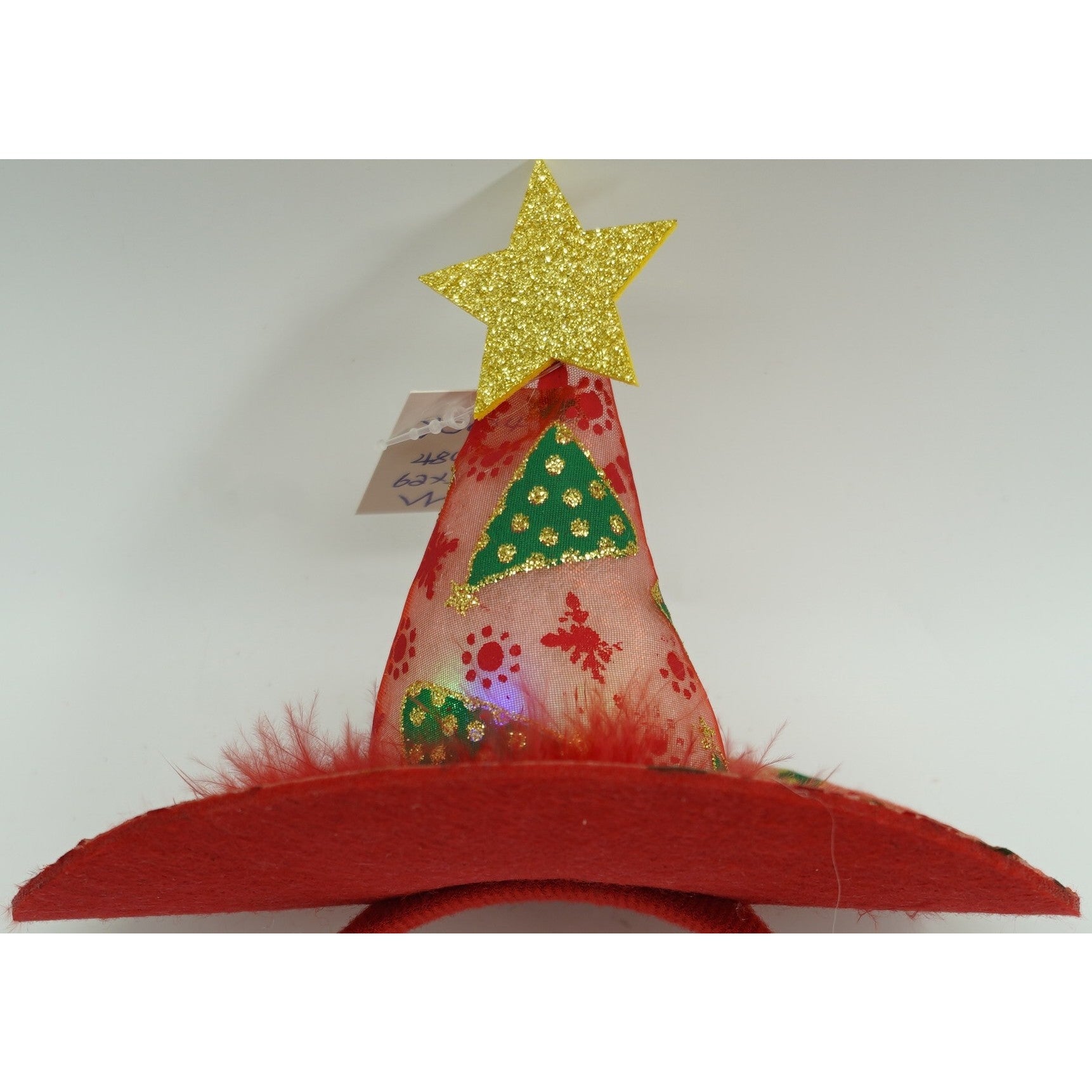 Bentita/cerc tip palarie de Craciun, culoare rosie cu led, marime standard