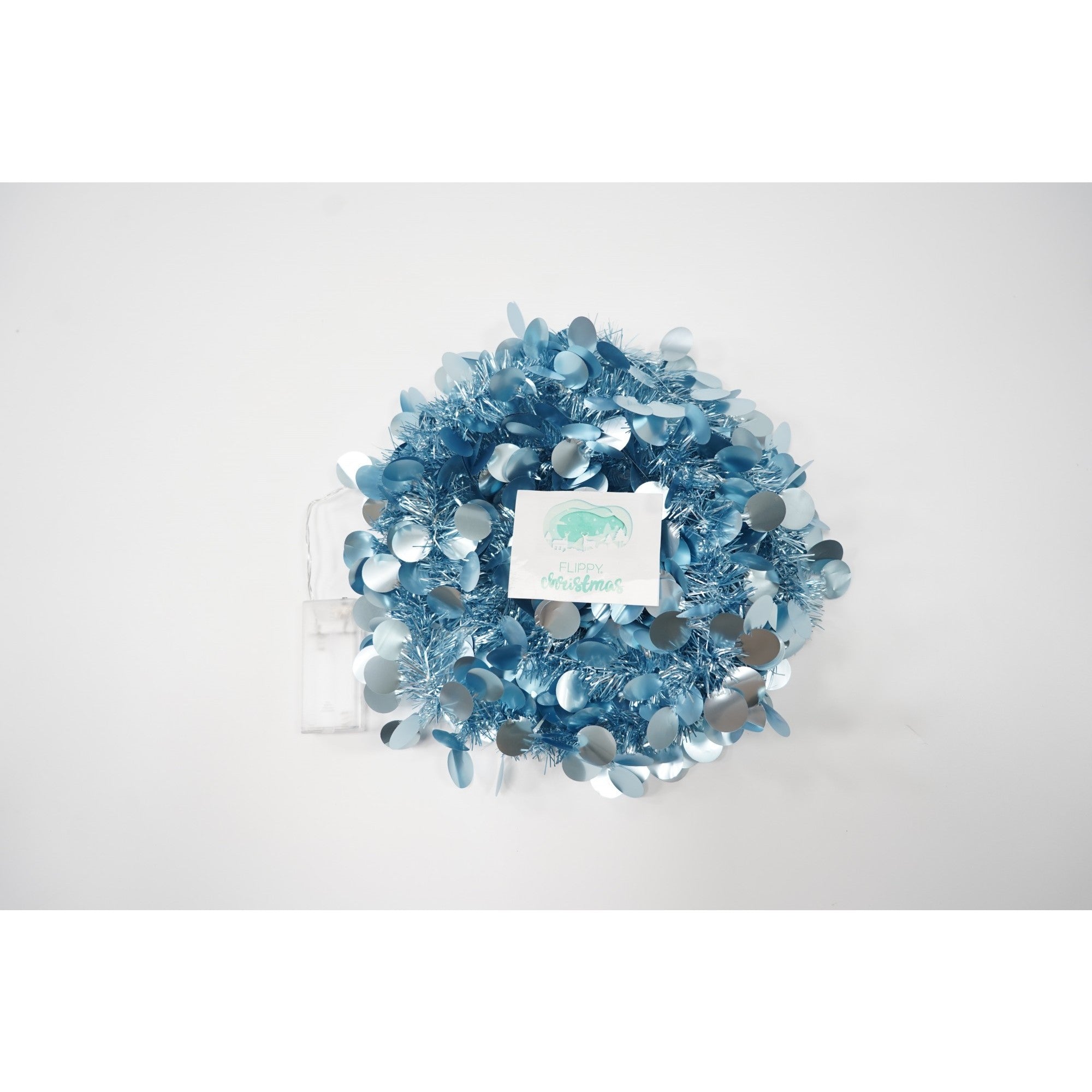 Beteala Craciun cu LED, Albastra, model cu paiete rotunde, 2 m x 5 cm, PVC, Sir, Artificiala