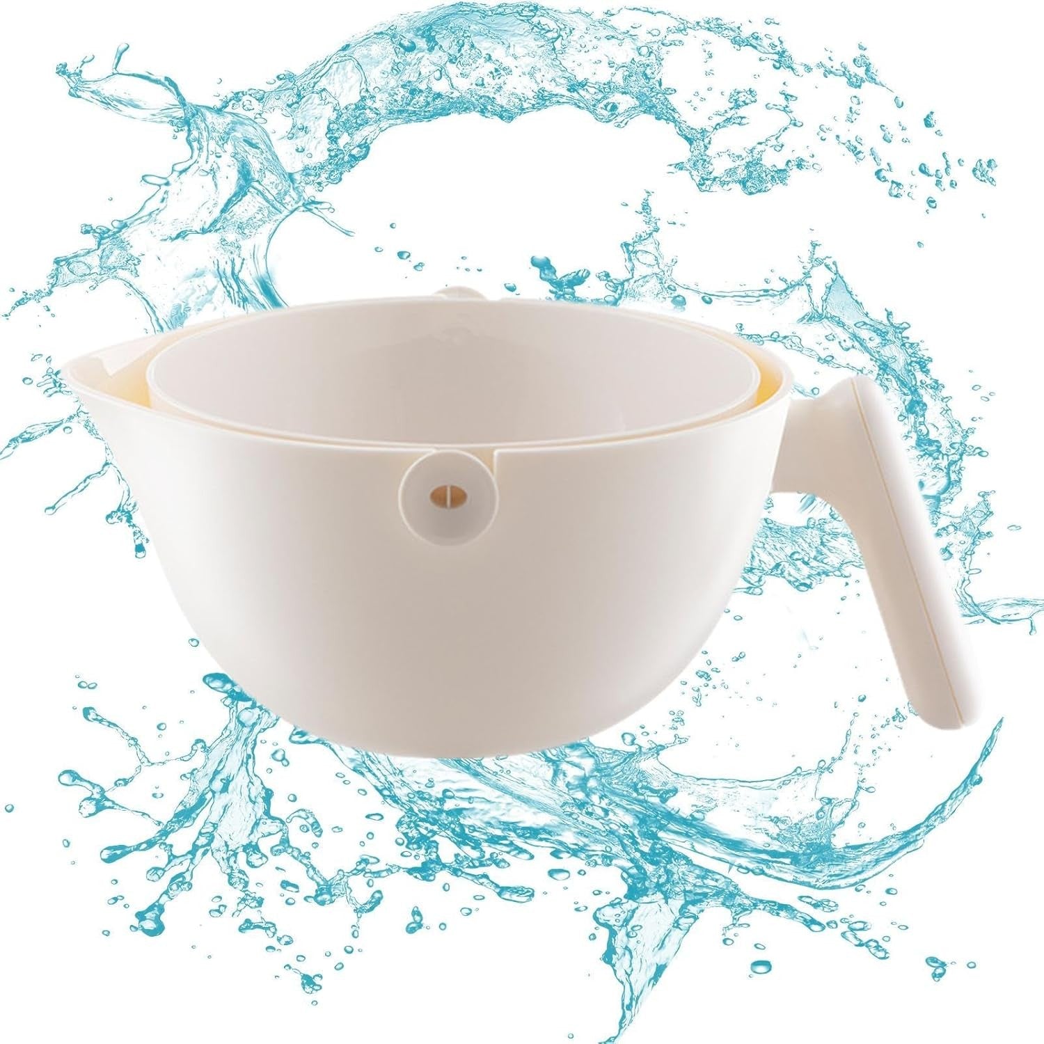Bol cu Doua Straturi, pentru Fructe, Legume, cu Cos de Scurgere a Apei, 2L, din ABS+PP, 29.9 x 22.5 x 11.8 cm, Alb