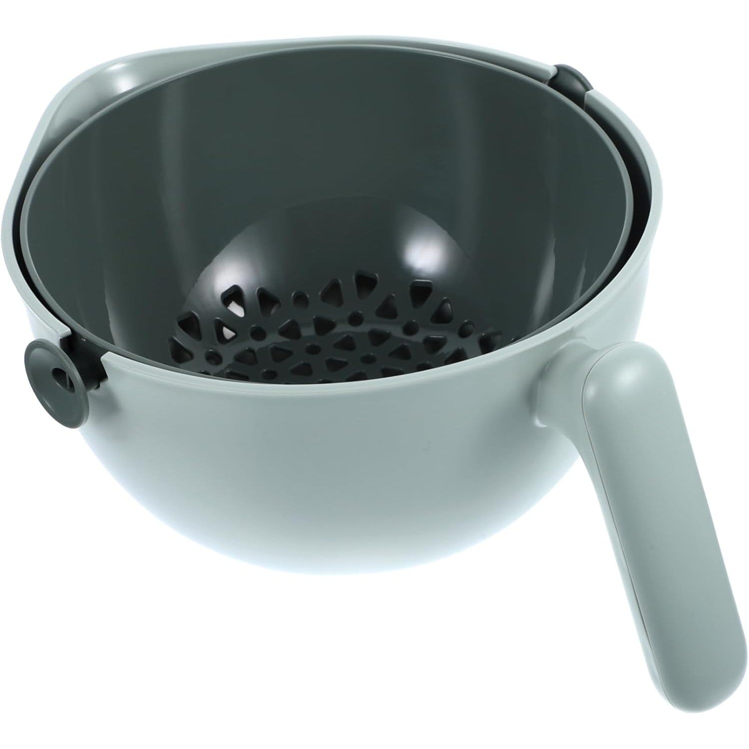 Bol cu Doua Straturi, pentru Fructe, Legume, cu Cos de Scurgere a Apei, 2L, din ABS+PP, 29.9 x 22.5 x 11.8 cm, Verde