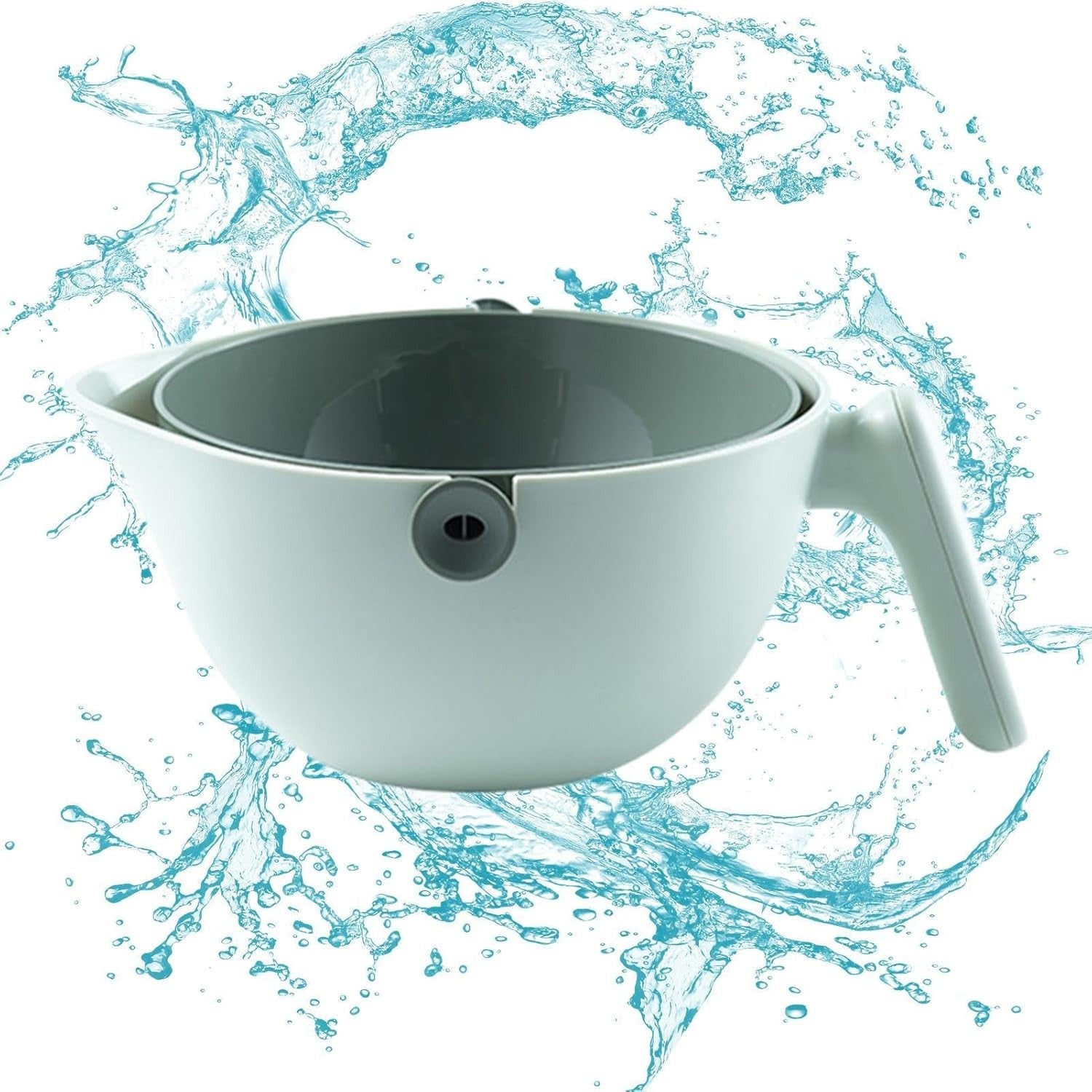 Bol cu Doua Straturi, pentru Fructe, Legume, cu Cos de Scurgere a Apei, 2L, din ABS+PP, 29.9 x 22.5 x 11.8 cm, Verde
