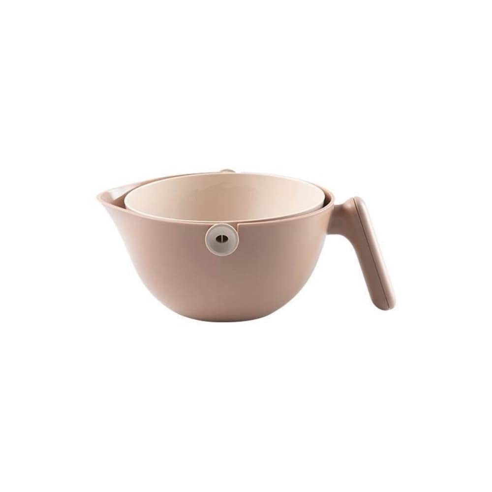 Bol cu Doua Straturi, pentru Fructe, Legume, cu Cos de Scurgere a Apei, 2L, din ABS+PP, 29.9 x 22.5 x 11.8 cm, Maro
