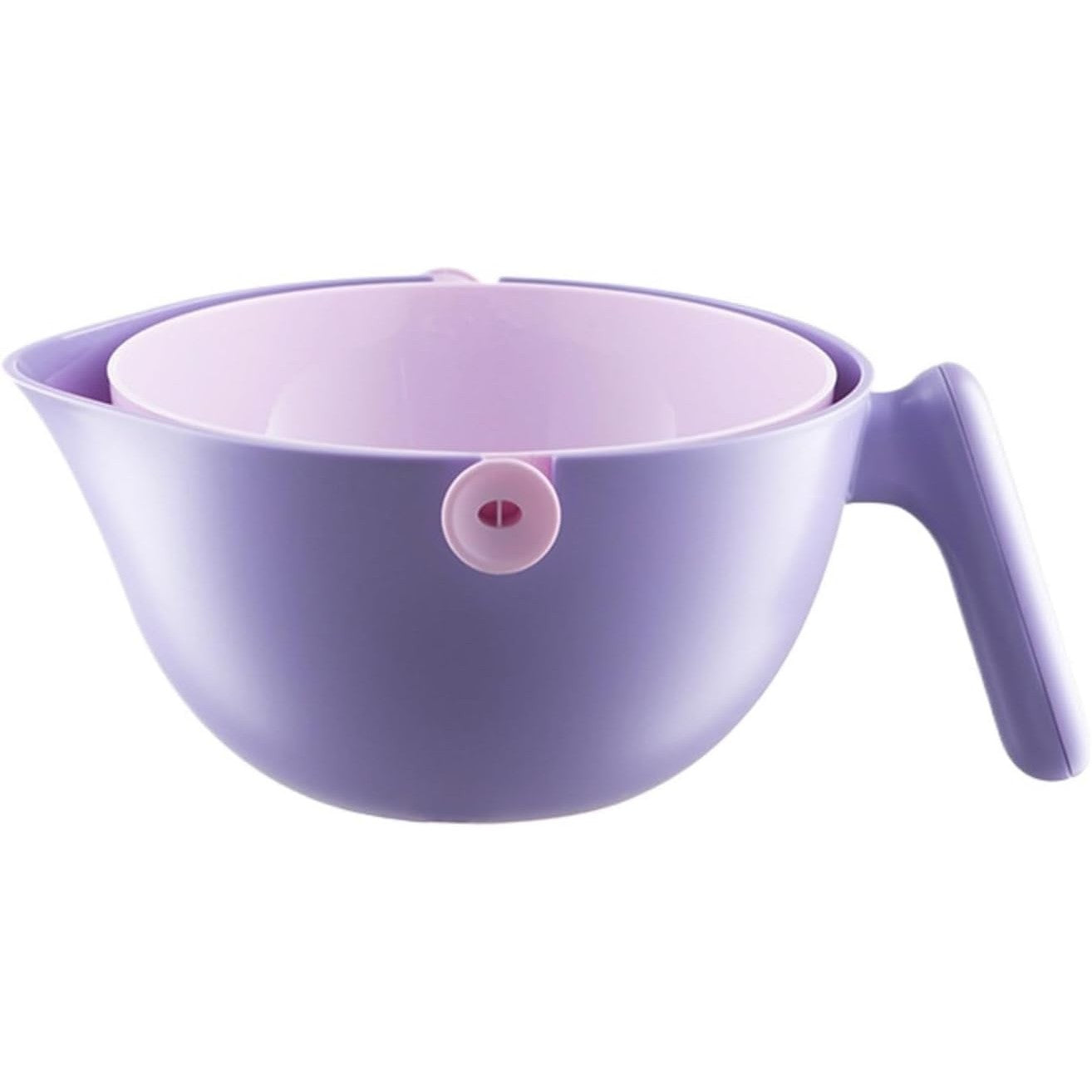 Bol cu Doua Straturi, pentru Fructe, Legume, cu Cos de Scurgere a Apei, 2L, din ABS+PP, 29.9 x 22.5 x 11.8 cm, Mov
