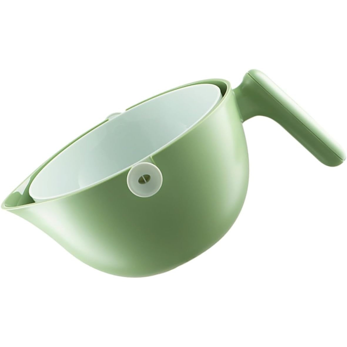 Bol cu Doua Straturi, pentru Fructe, Legume, cu Cos de Scurgere a Apei, 2L, din ABS+PP, 29.9 x 22.5 x 11.8 cm, Verde-Alb