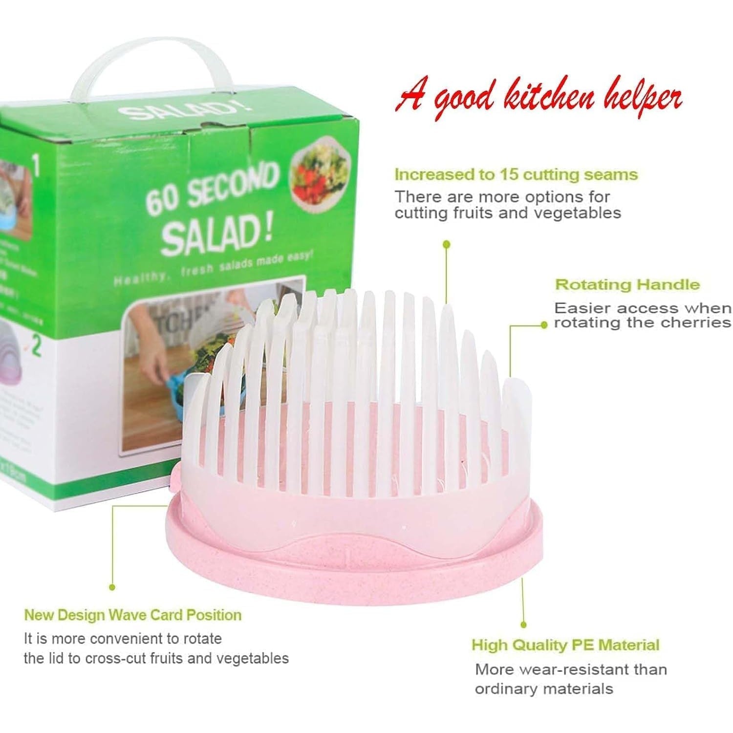 Bol Feliator pentru Salata, Castron Multifunctional pentru Legume si Fructe, pentru Spalat si Taiat Legumele, cu Scurgere si Tocator, Ergonomic, Protectie pentru Maini, 21x18.5x11.5 cm, Roz