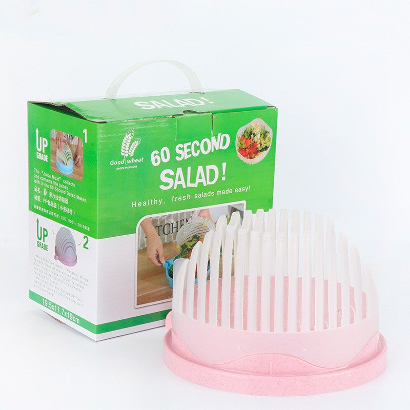 Bol Feliator pentru Salata, Castron Multifunctional pentru Legume si Fructe, pentru Spalat si Taiat Legumele, cu Scurgere si Tocator, Ergonomic, Protectie pentru Maini, 21x18.5x11.5 cm, Roz