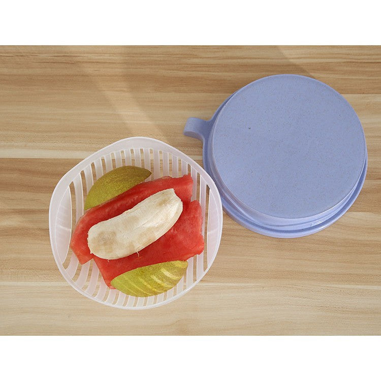Bol Feliator pentru Salata, Castron Multifunctional pentru Legume si Fructe, pentru Spalat si Taiat Legumele, cu Scurgere si Tocator, Ergonomic, Protectie pentru Maini, 21x18.5x11.5 cm, Mov