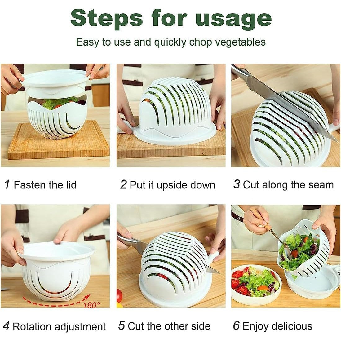 Bol Feliator pentru Salata, Castron Multifunctional pentru Legume si Fructe, pentru Spalat si Taiat Legumele, cu Scurgere si Tocator, Ergonomic, Protectie pentru Maini, 21x18.5x11.5 cm, Alb