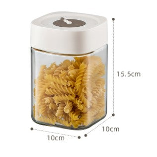 Borcan din Sticla de Inalta Calitate, Capac Ermetic, Uz Casnic, Depozitarea Condimentelor sau a Alimentelor Umede si Uscate, 1000 mL, 10x10x15.5 cm, Alb