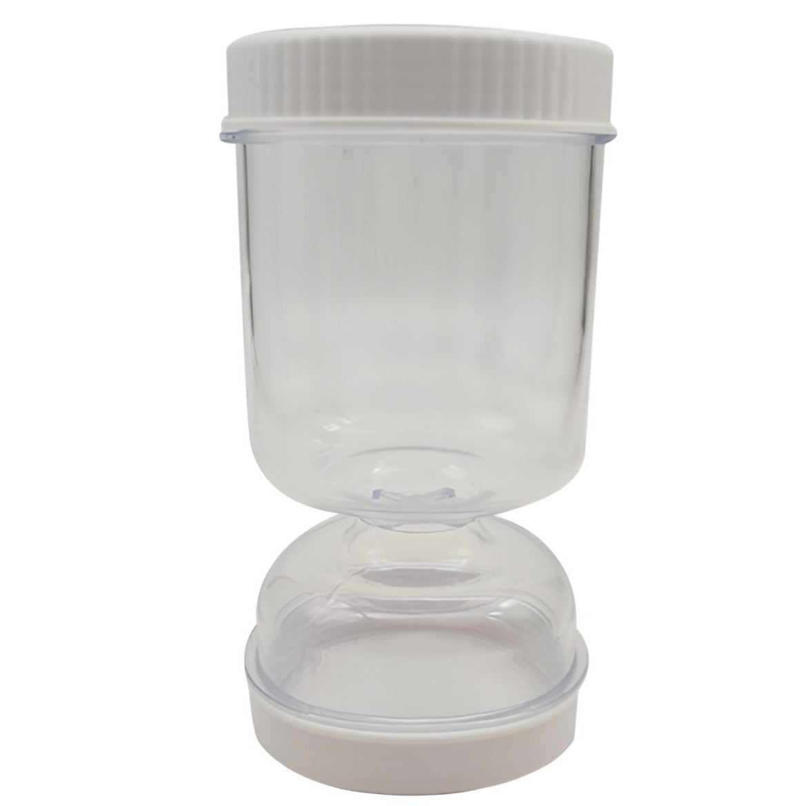 Borcan pentru Muraturi, cu Separator pentru Lichide, Ermetic, Termorezistent, Tip Clepsidra, 2 Furculite Incluse, ABS, Alb, 18x9x9 cm