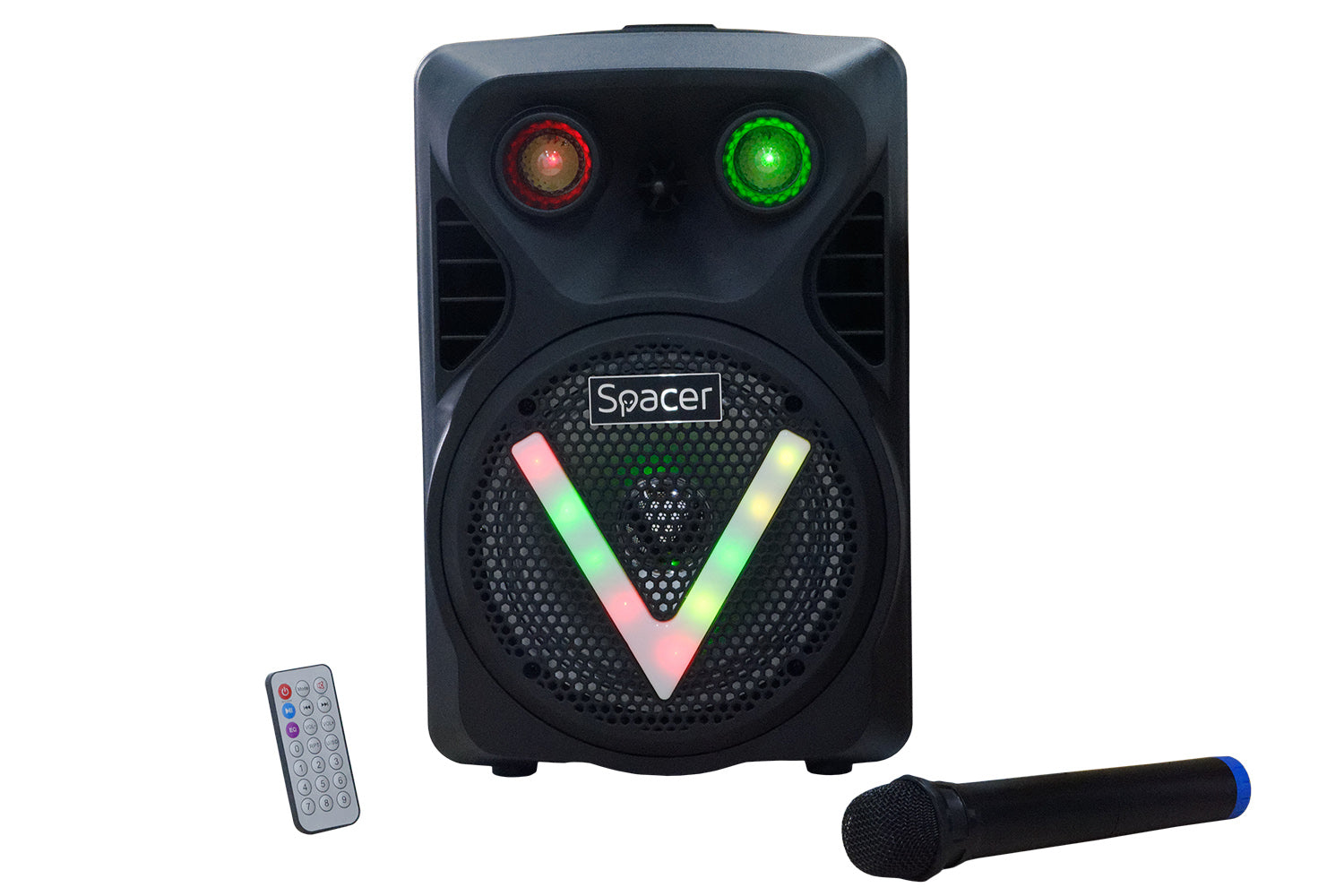 BOXA SPACER portabila bluetooth WildCat, tip troler, RMS: 35W, 8" woofer, acumulator 3.7V 1800 mAh, input : AUX audio, USB/microSD, remote control, wireless microphone, black, "SPBO-WildCat" (include TV 10lei)