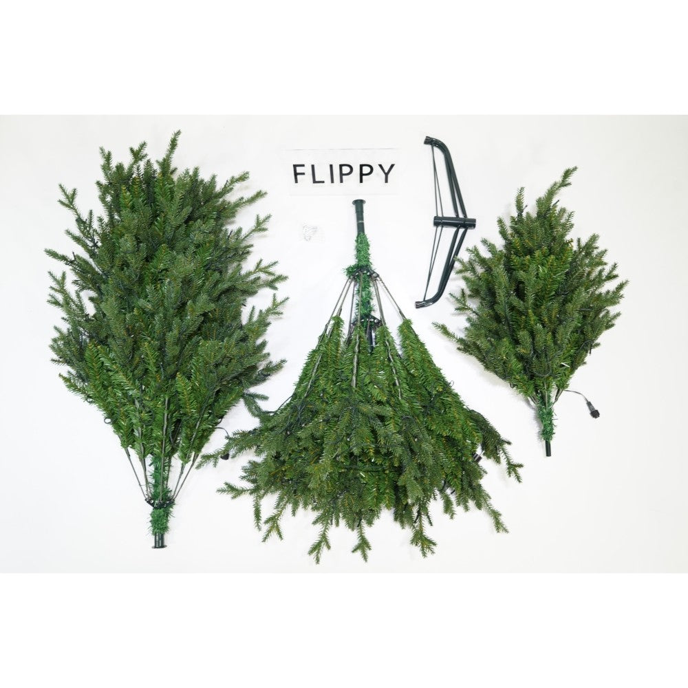 Brad Artificial de Craciun, Becuri led incluse in ramuri, pentru interior/exterior, inaltime 180 cm, diametru 128 cm, 1246 ramuri, verde, suport metalic inclus