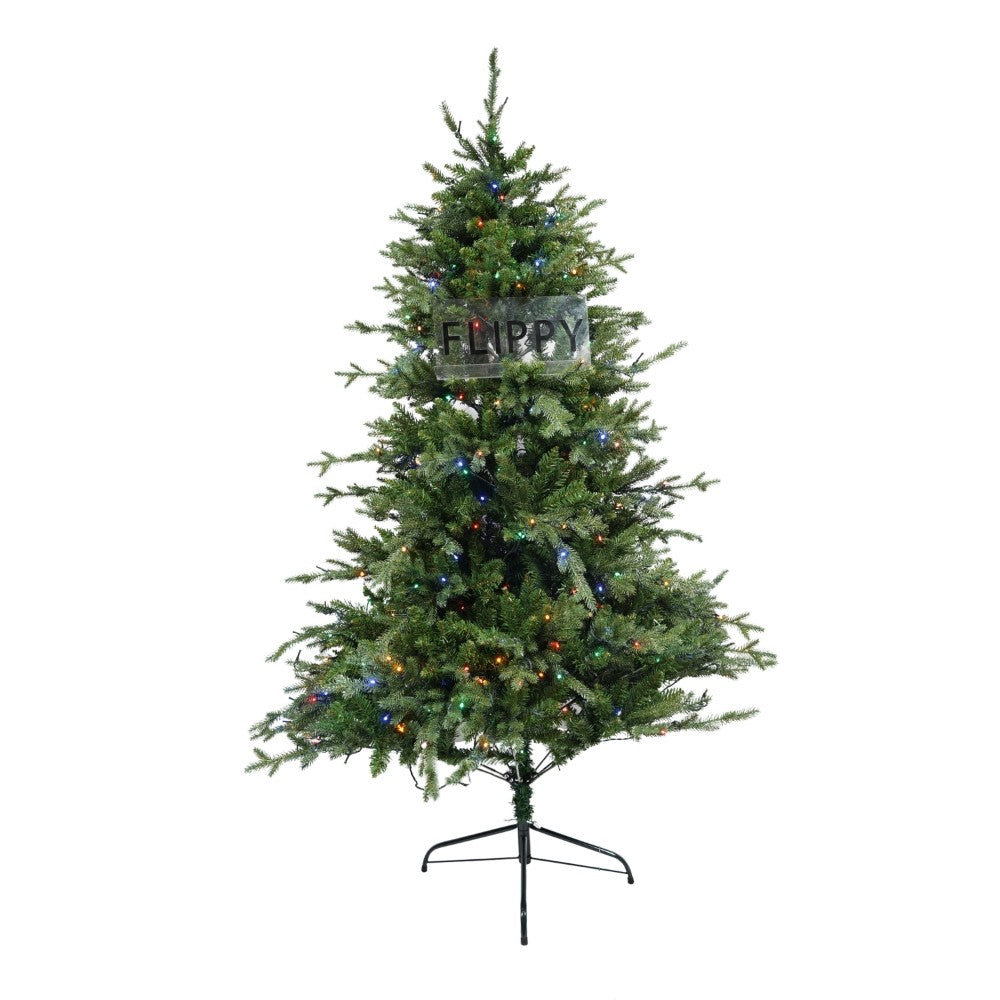 Brad Artificial de Craciun, Becuri led incluse in ramuri, pentru interior/exterior, inaltime 180 cm, diametru 128 cm, 1246 ramuri, verde, suport metalic inclus
