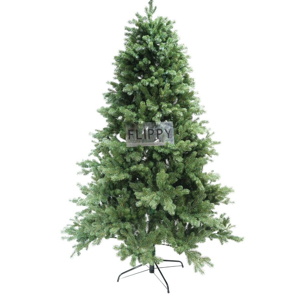 Brad artificial de Craciun, clasic bogat, pentru interior/exterior, inaltime 150 cm, 390 ramuri bogate, verde, suport metalic inclus