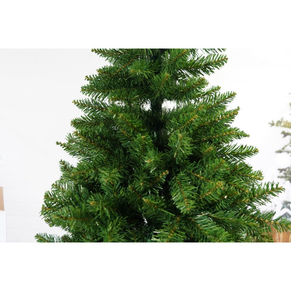 Brad artificial de Craciun, clasic, pentru interior/exterior, inaltime 150 cm, diametru 88 cm, 437 ramuri, verde, suport metalic inclus