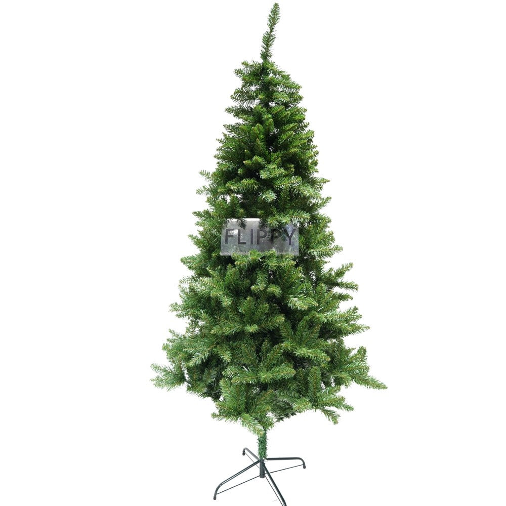 Brad artificial de Craciun, clasic, pentru interior/exterior, inaltime 210 cm, diametru 125 cm, 957 ramuri, verde, suport metalic inclus