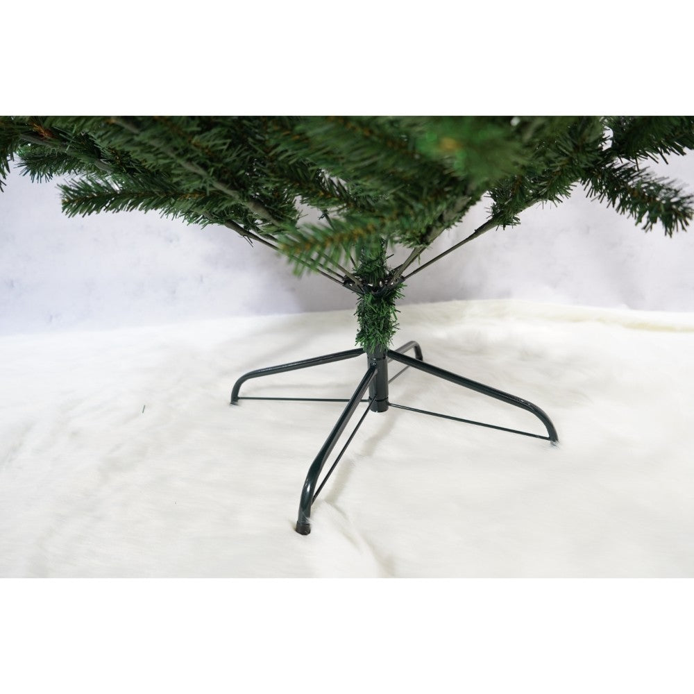 Brad artificial de Craciun, Decorat cu conuri de pin, pentru interior/exterior, inaltime 210 cm, diametru 114 cm, 1057 ramuri, verde, suport metalic inclus