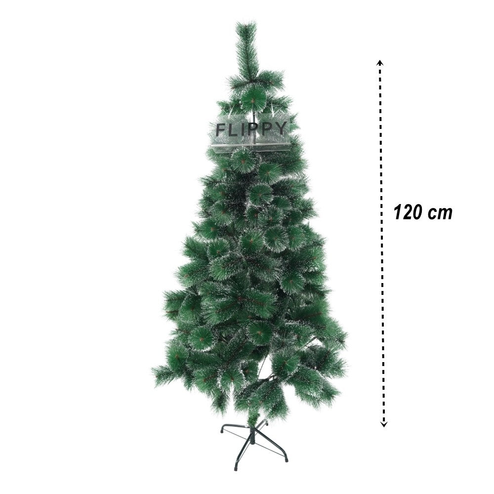Brad artificial de Craciun tip pin nins, pentru interior/exterior, inaltime 120 cm, verde, suport metalic inclus