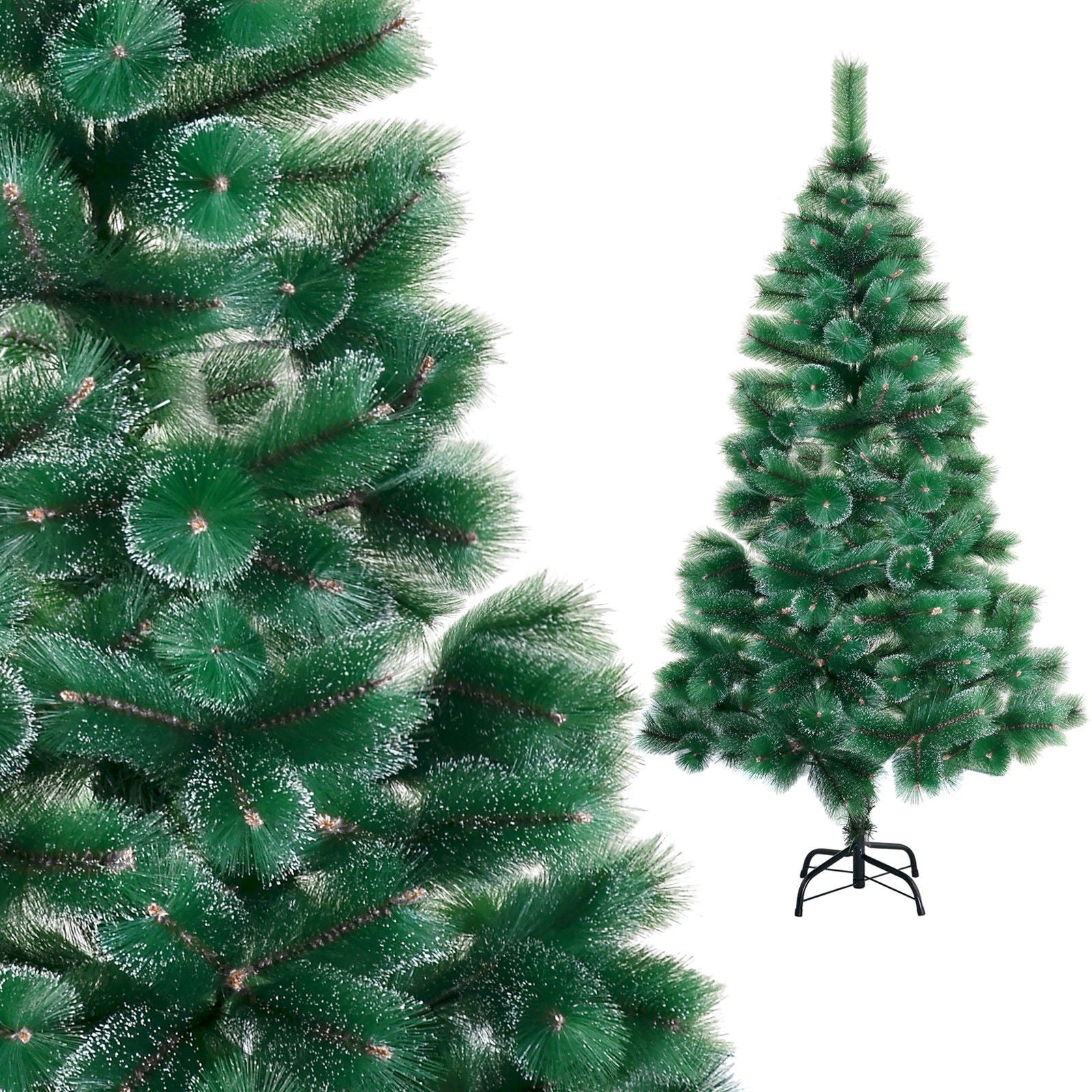 Brad artificial de Craciun tip pin nins, pentru interior/exterior, inaltime 180 cm, verde, suport metalic inclus